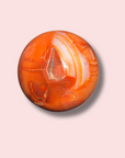 Stunning Banded Carnelian Sphere With Sparkly Druzy Cave