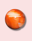 Stunning Banded Carnelian Sphere With Sparkly Druzy Cave