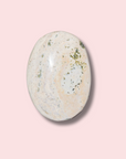 Beautiful Pastel Sea Jasper Palm Stone With Pink & Green Orbs - Made in Mother Nature