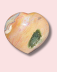Pretty Pastel Pink & Yellow Sea Jasper Heart - Made in Mother Nature