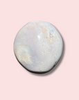 Periwinkle Blue Sea Jasper Palm Stone With Hints of Pink