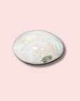 Periwinkle Blue Sea Jasper Palm Stone With Hints of Pink