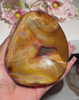 Funky Yellow Carnelian Bowl With Druzy & Crazy Banding