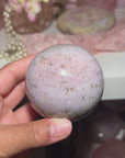 Pastel Orbicular Sea Jasper Sphere With Hints of Pink