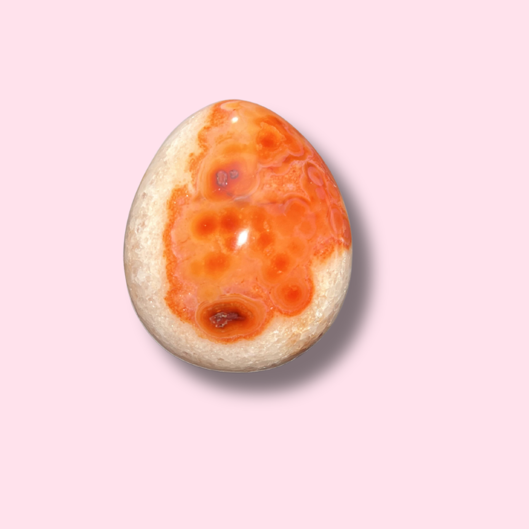 Quartzy Carnelian Egg With Druzy Cave - Made in Mother Nature