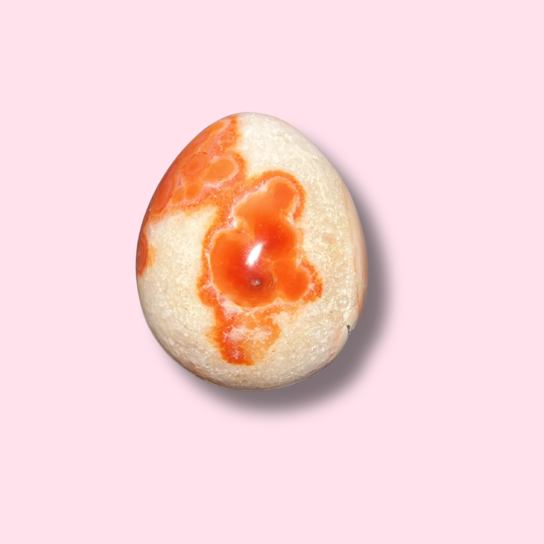 Quartzy Carnelian Egg With Druzy Cave - Made in Mother Nature