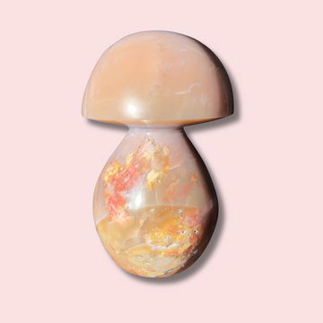 XL Pretty Peach Colored Sea Jasper Mushroom - Made in Mother Nature