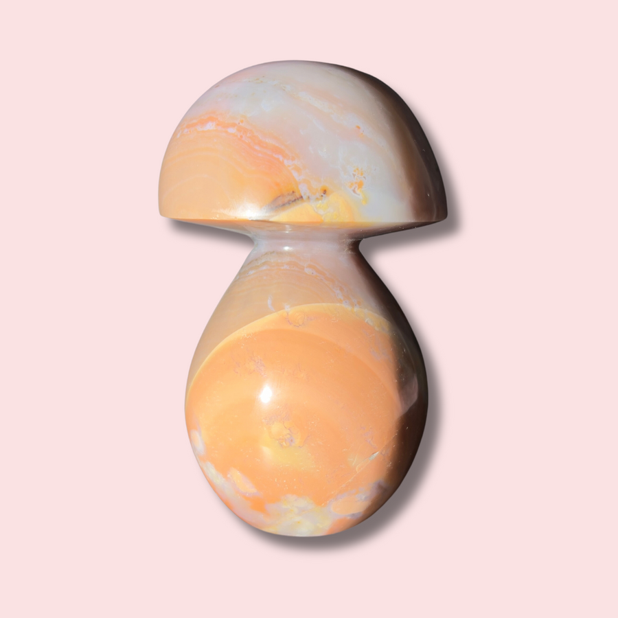 XL Pretty Peach Colored Sea Jasper Mushroom - Made in Mother Nature