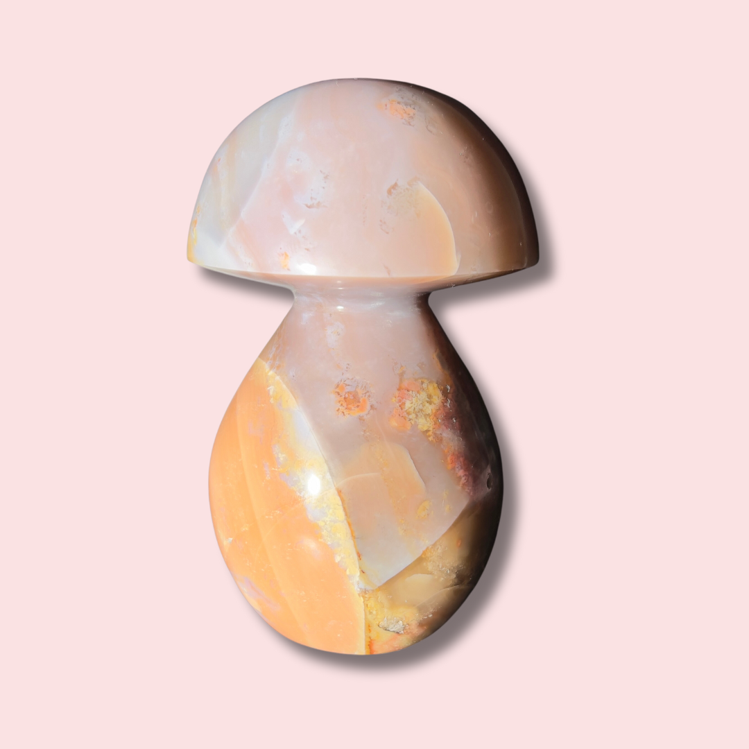 XL Pretty Peach Colored Sea Jasper Mushroom - Made in Mother Nature