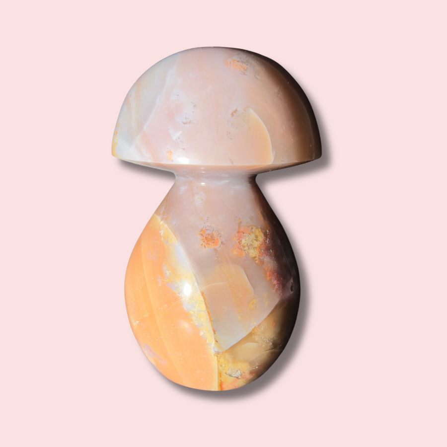 XL Pretty Peach Colored Sea Jasper Mushroom - Made in Mother Nature