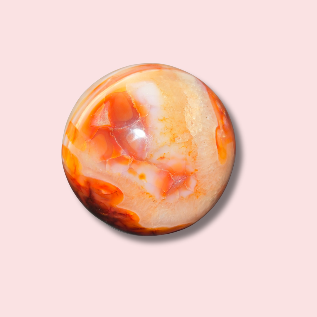 Elegant Carnelian Sphere With Sparkly Quartz