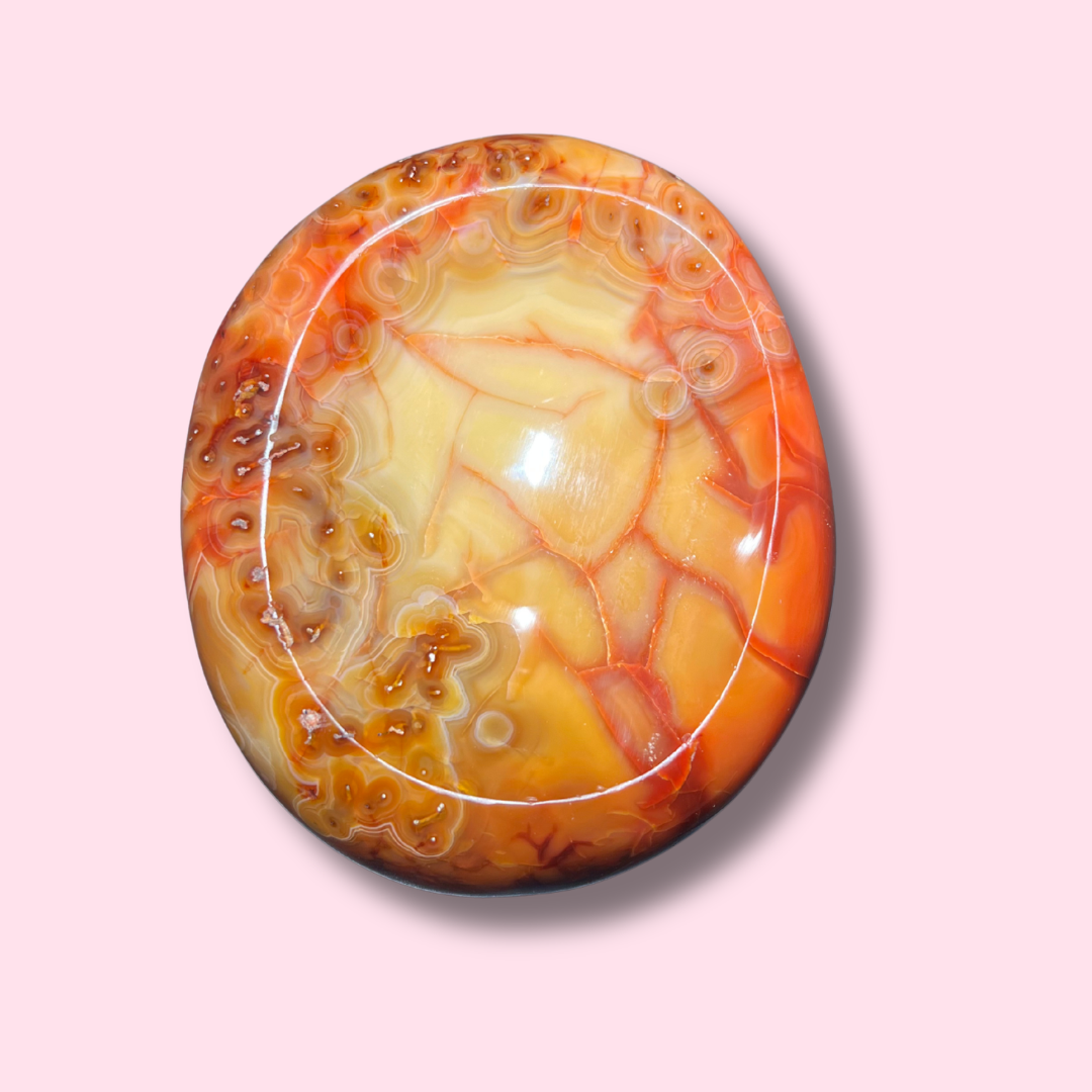Stunning Yellow Carnelian Bowl With Orbicular Banding - Made in Mother Nature