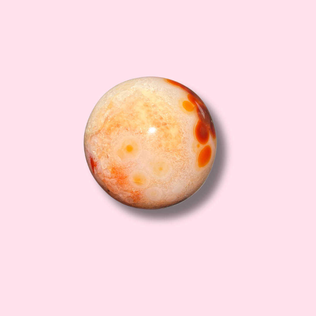 Cute Quartz-Filled Carnelian Sphere - Made in Mother Nature