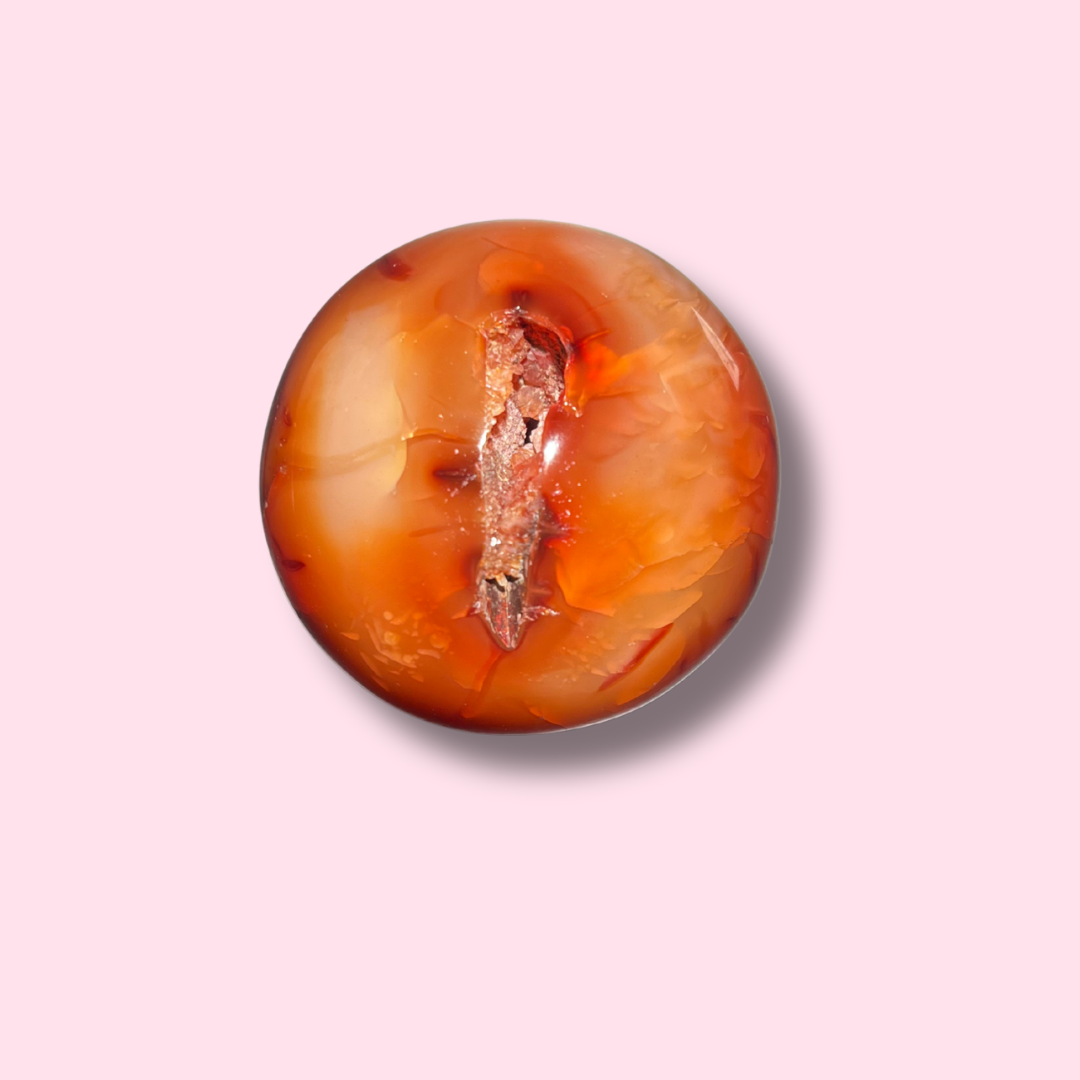 Carnelian Sphere With Cool Druzy Cave - Made in Mother Nature