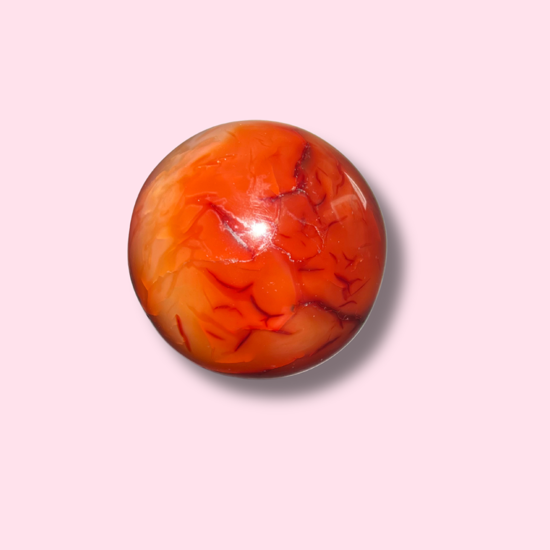 Carnelian Sphere With Cool Druzy Cave - Made in Mother Nature