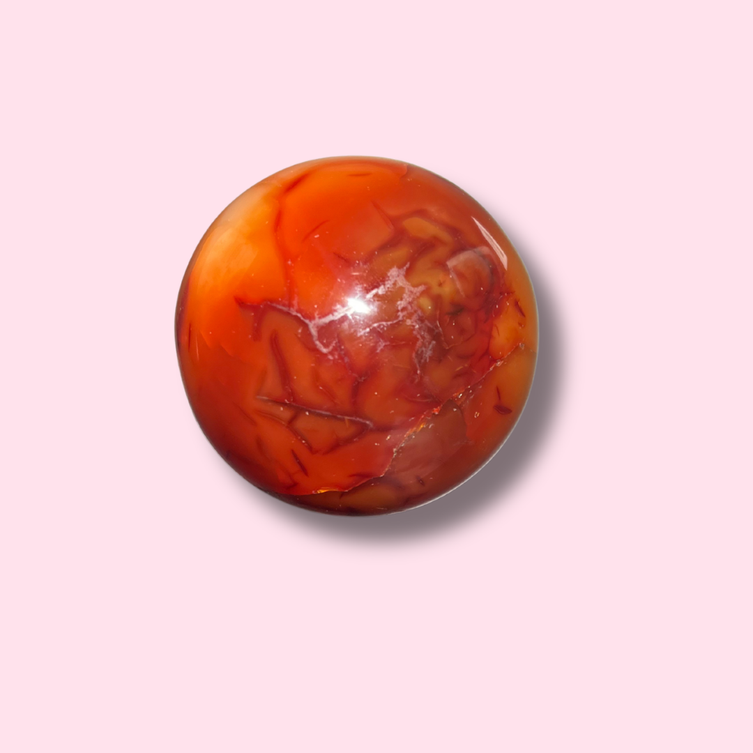 Carnelian Sphere With Cool Druzy Cave - Made in Mother Nature