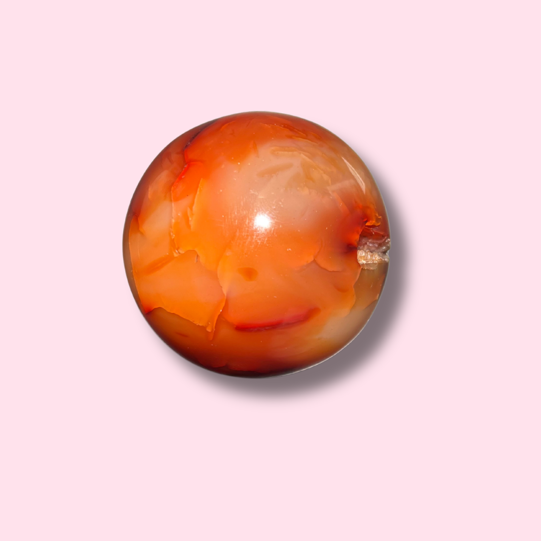Carnelian Sphere With Cool Druzy Cave - Made in Mother Nature
