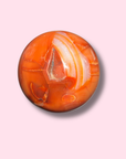 Stunning Banded Carnelian Sphere With Sparkly Druzy Cave - Made in Mother Nature