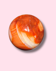 Stunning Banded Carnelian Sphere With Sparkly Druzy Cave - Made in Mother Nature