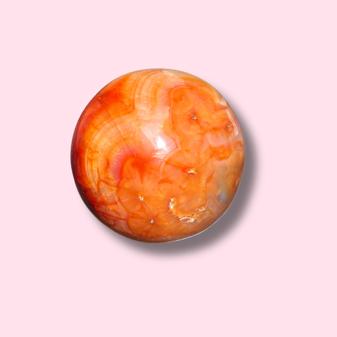 Gorgeous Pinkish Orange Carnelian Sphere - Made in Mother Nature
