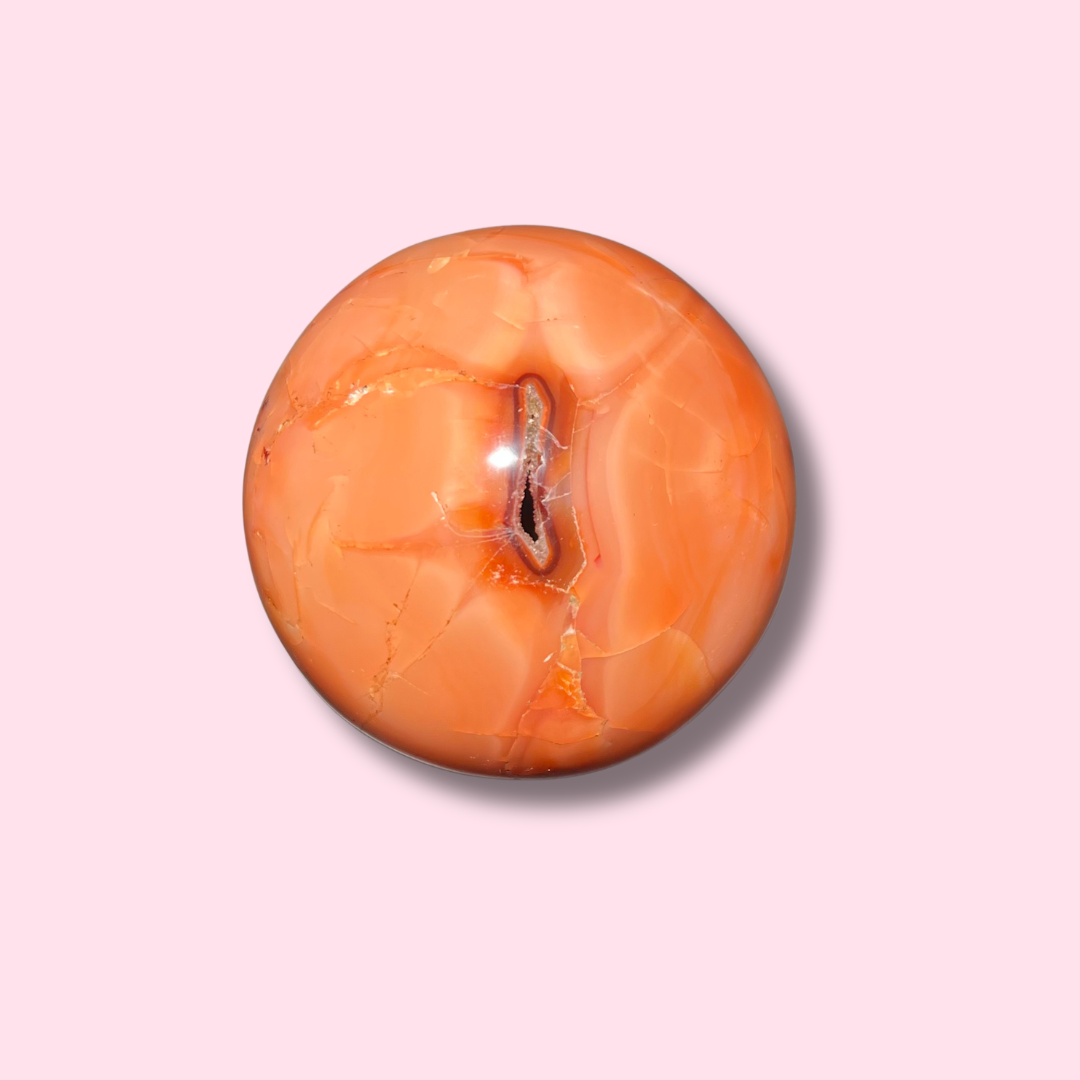 Beautiful Coral Colored Carnelian Sphere - Made in Mother Nature
