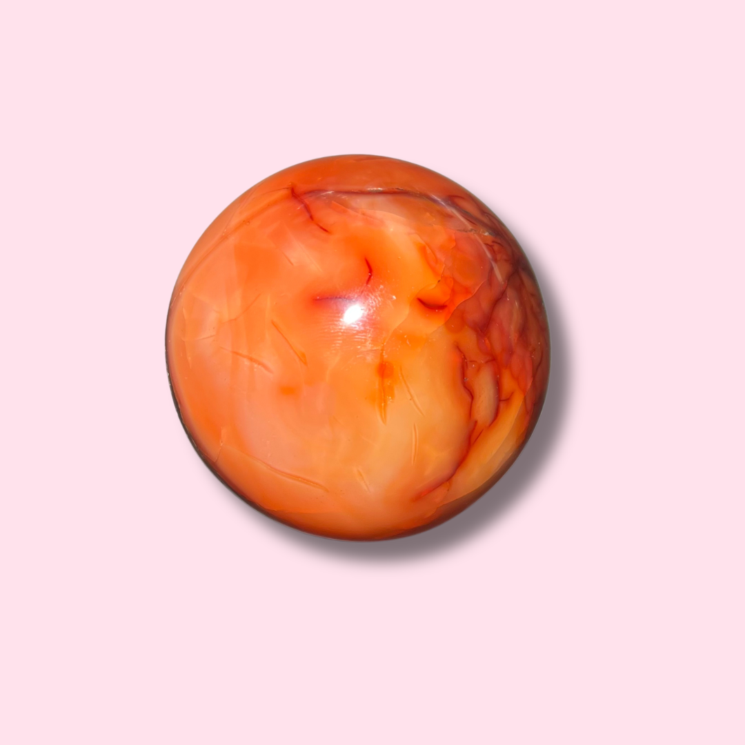 Beautiful Coral Colored Carnelian Sphere - Made in Mother Nature