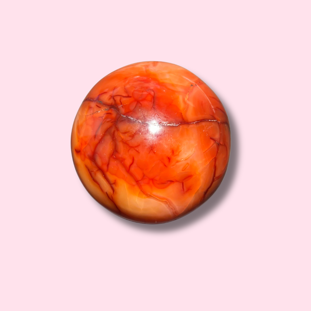 Beautiful Coral Colored Carnelian Sphere - Made in Mother Nature
