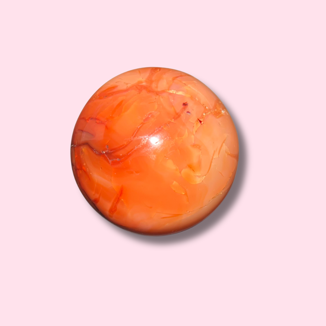 Beautiful Coral Colored Carnelian Sphere - Made in Mother Nature