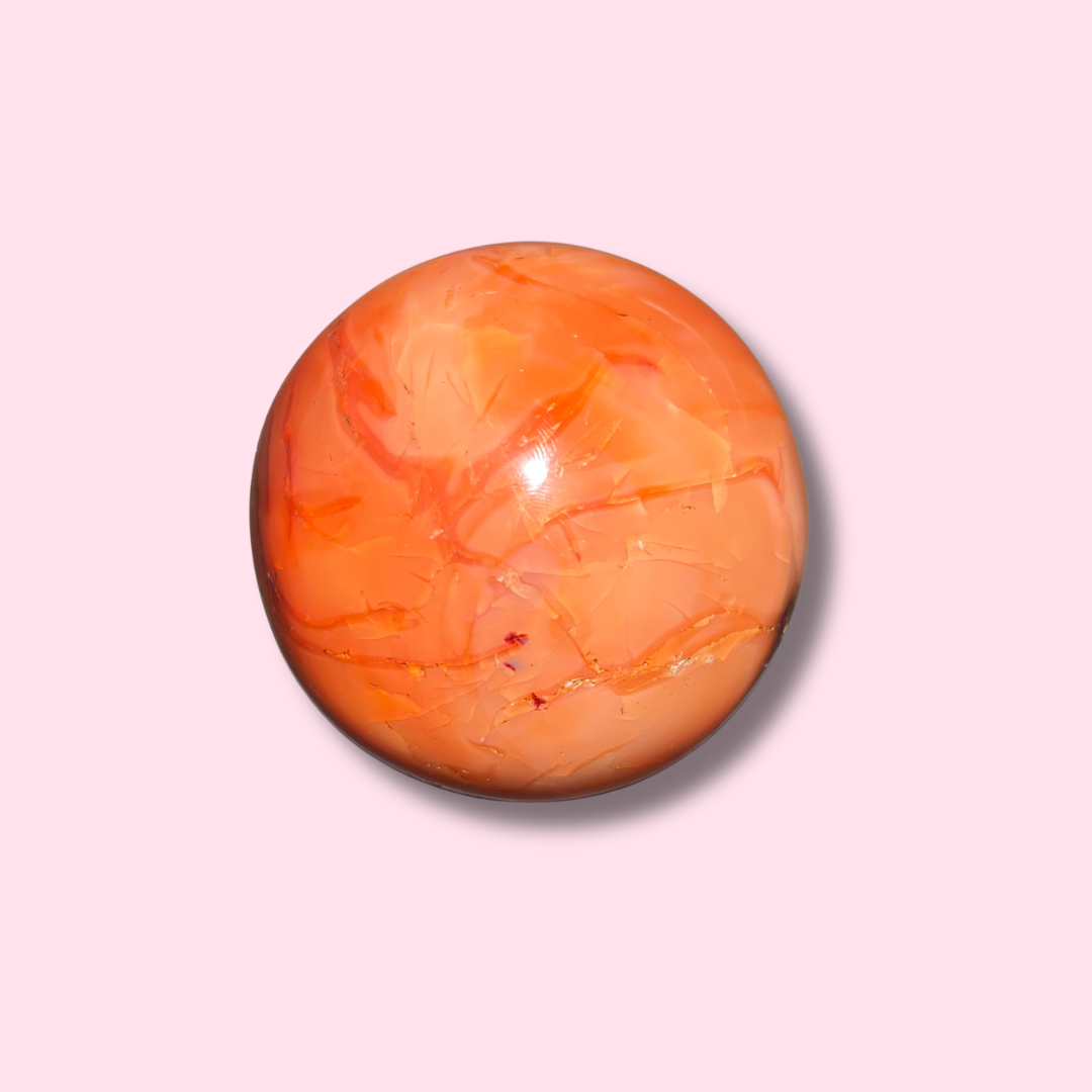 Beautiful Coral Colored Carnelian Sphere - Made in Mother Nature