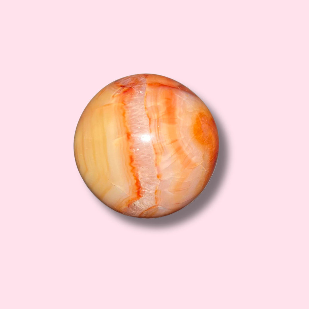 Cute Carnelian Sphere With Quartz - Made in Mother Nature