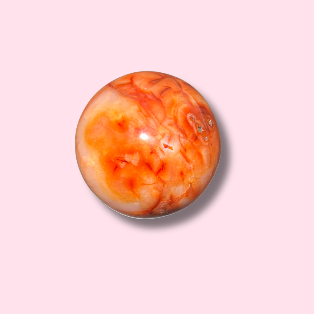 Cute Carnelian Sphere With Quartz - Made in Mother Nature