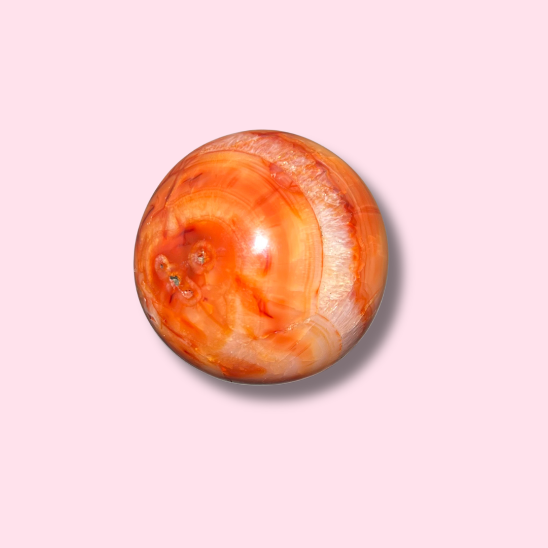 Cute Carnelian Sphere With Quartz - Made in Mother Nature