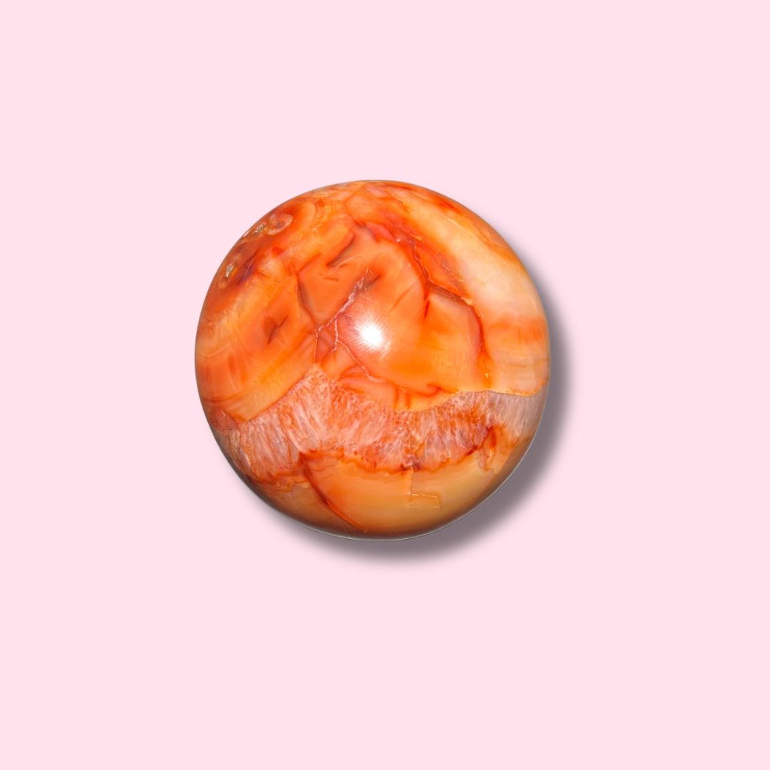 Cute Carnelian Sphere With Quartz - Made in Mother Nature