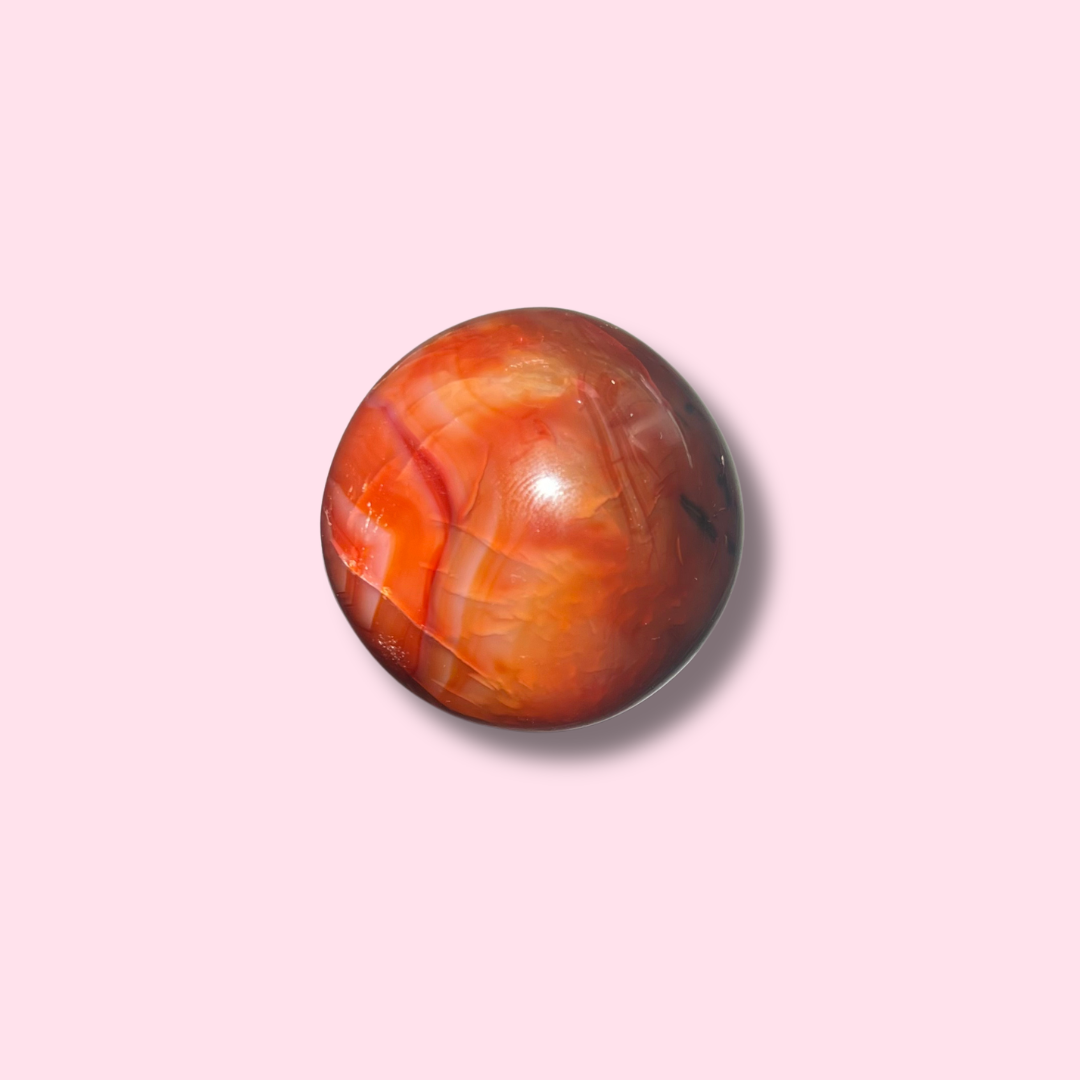 Gorgeous Carnelian Sphere With Druzy Cave - Made in Mother Nature