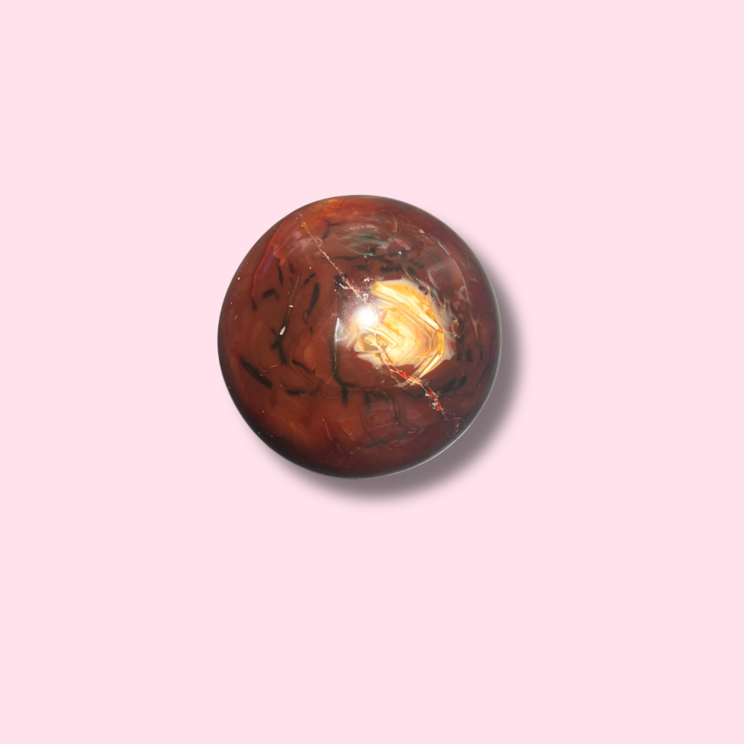 Gorgeous Carnelian Sphere With Druzy Cave - Made in Mother Nature
