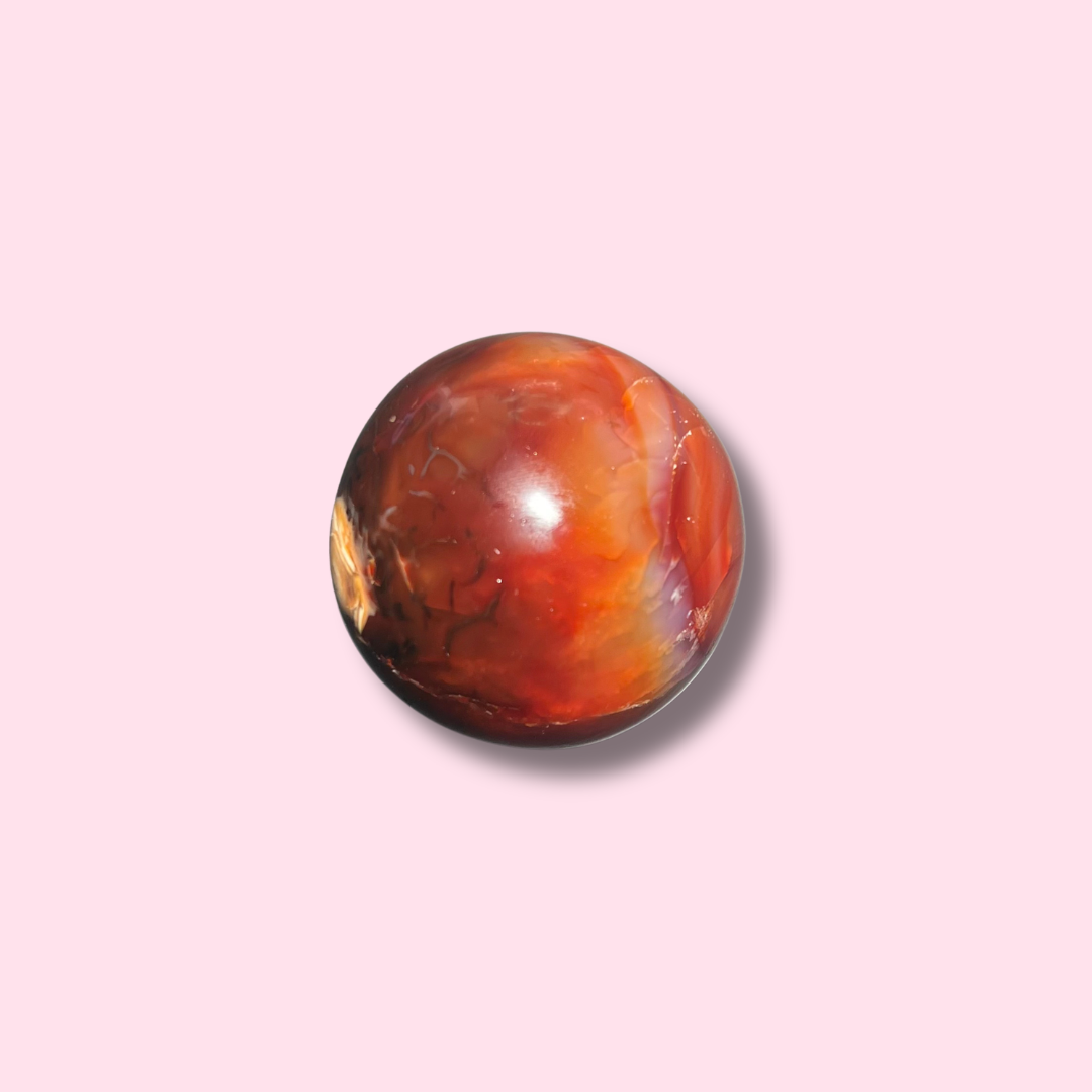 Gorgeous Carnelian Sphere With Druzy Cave - Made in Mother Nature