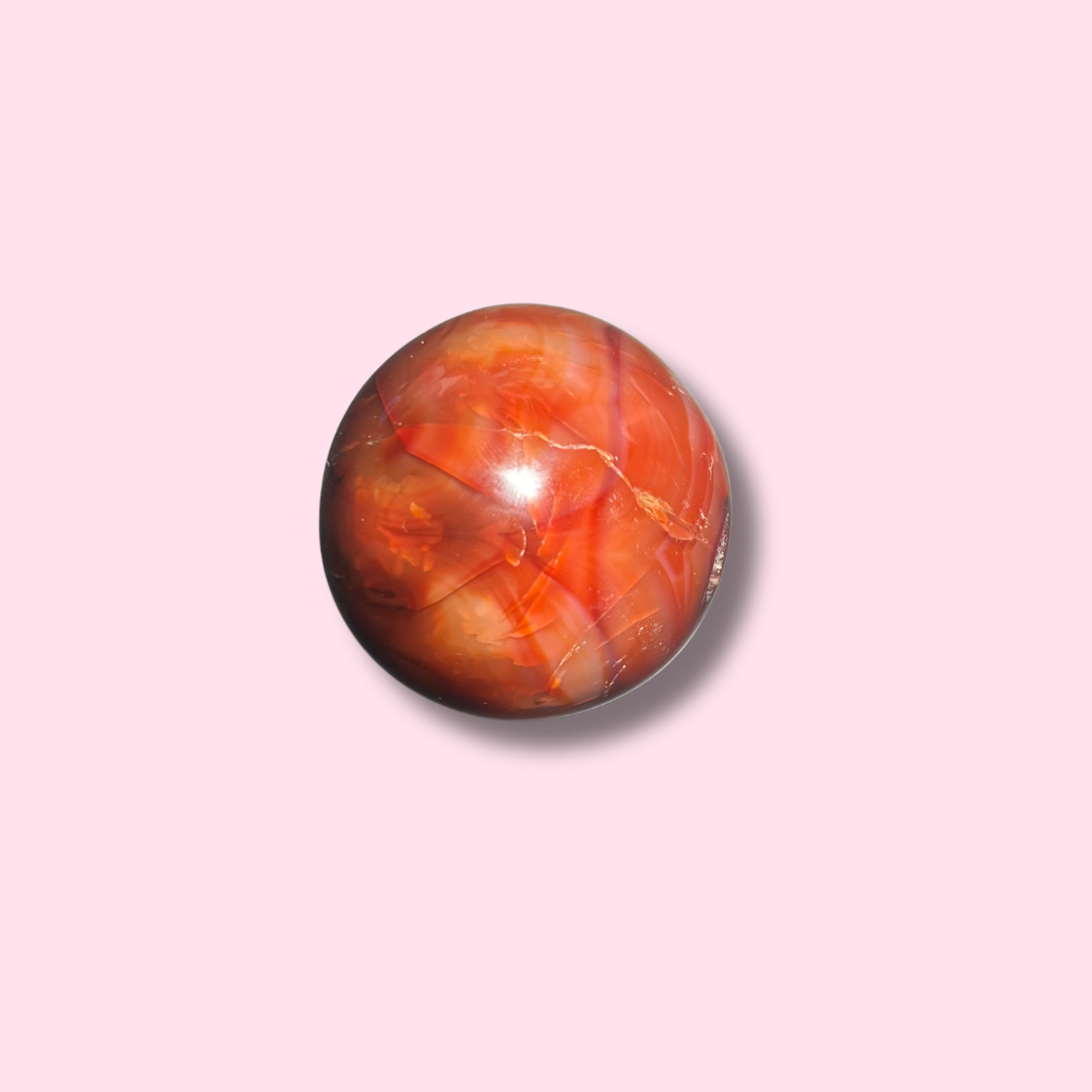 Gorgeous Carnelian Sphere With Druzy Cave - Made in Mother Nature