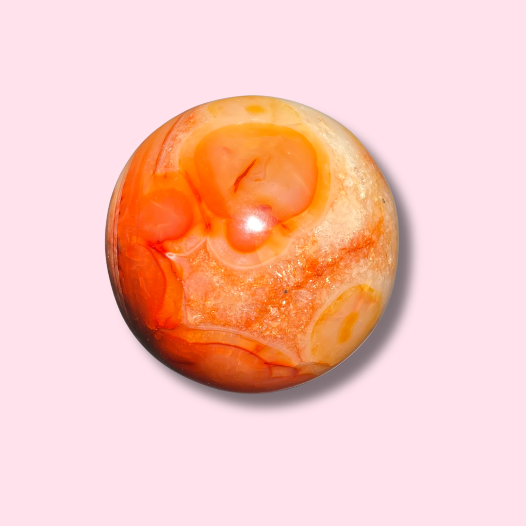 Amazing Quartz-Filled Carnelian Sphere - Made in Mother Nature