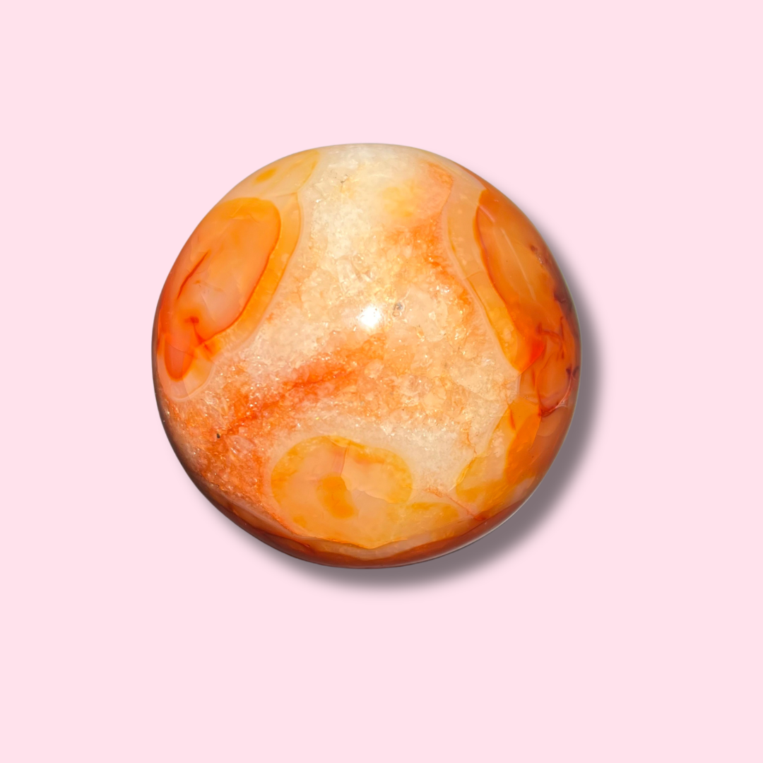 Amazing Quartz-Filled Carnelian Sphere - Made in Mother Nature