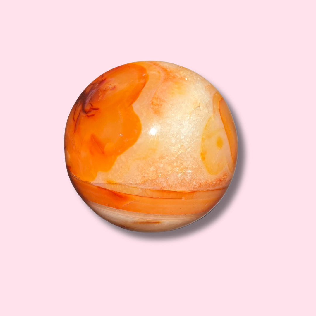 Amazing Quartz-Filled Carnelian Sphere - Made in Mother Nature