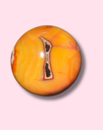 Caramel Carnelian x Orca Agate Sphere With Druzy Cave - Made in Mother Nature