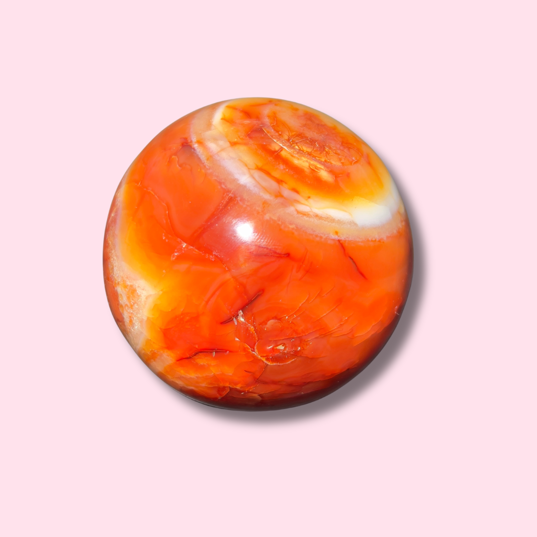 Stunning Carnelian Sphere With Nice Cave - Made in Mother Nature