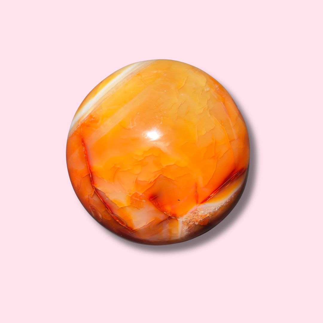 Stunning Carnelian Sphere With Nice Cave - Made in Mother Nature