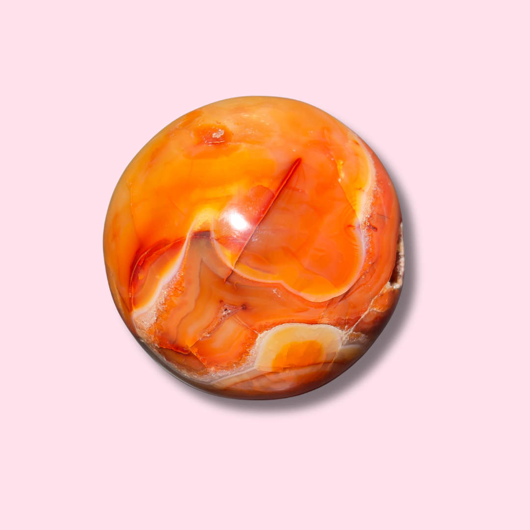 Stunning Carnelian Sphere With Nice Cave - Made in Mother Nature