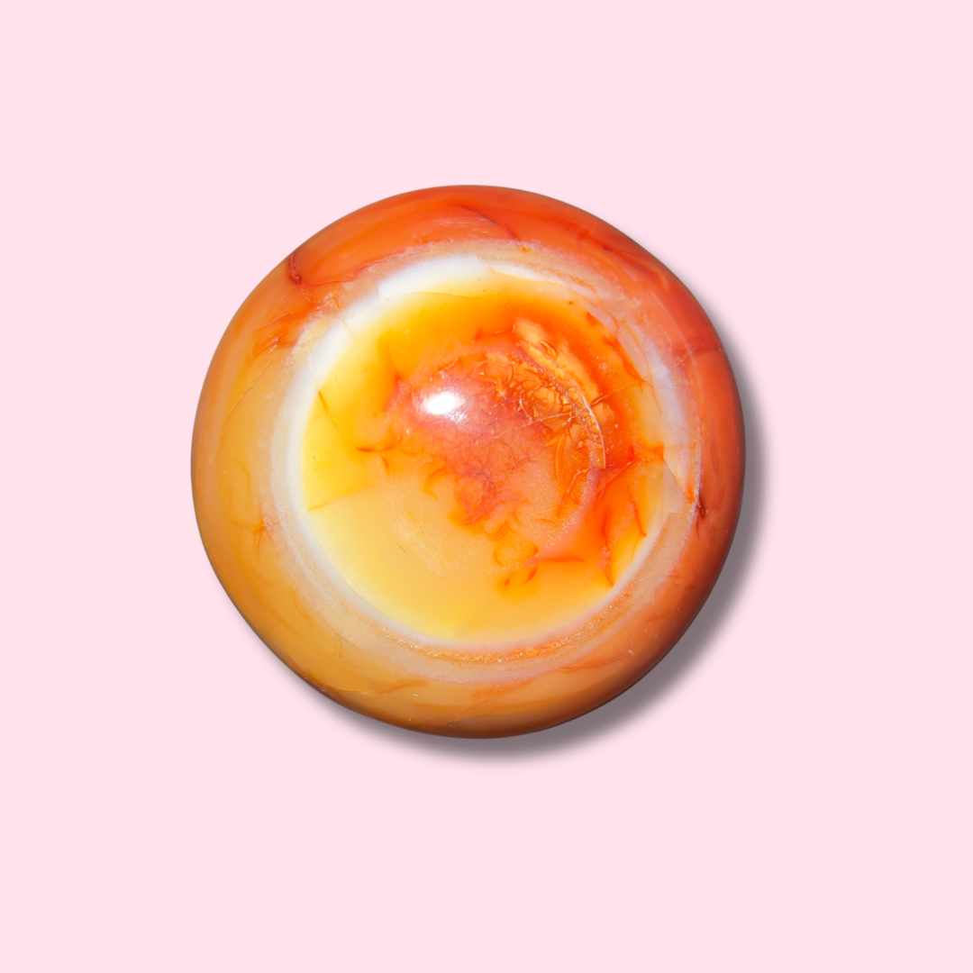 Stunning Carnelian Sphere With Nice Cave - Made in Mother Nature