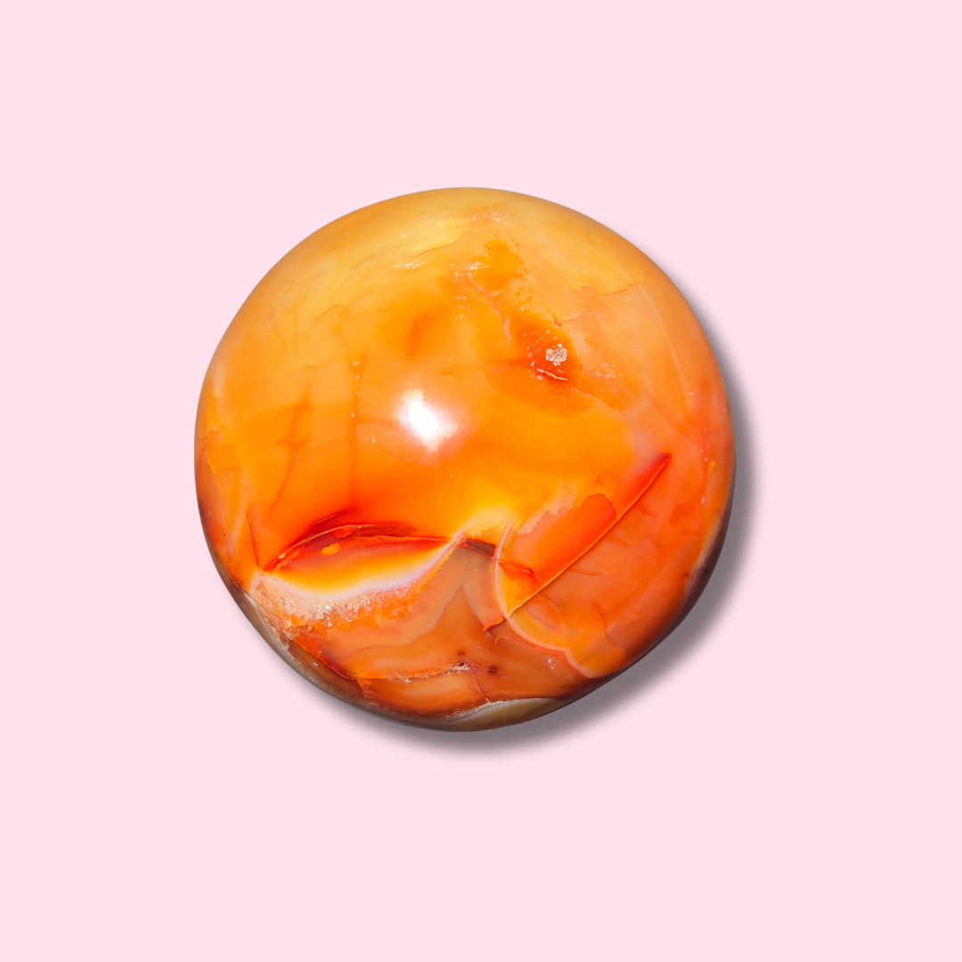 Stunning Carnelian Sphere With Nice Cave - Made in Mother Nature