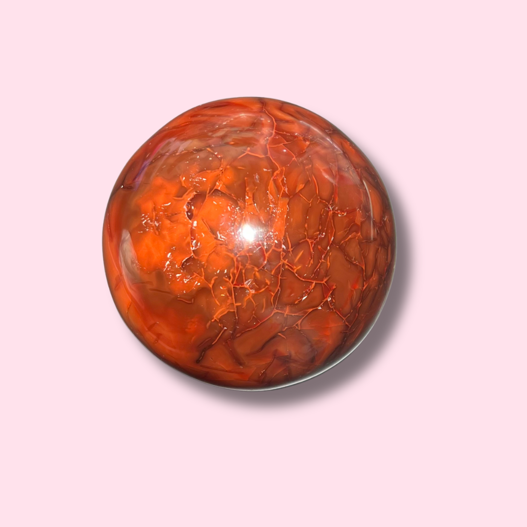 Pretty Carnelian Sphere With Baby Pink Patch - Made in Mother Nature