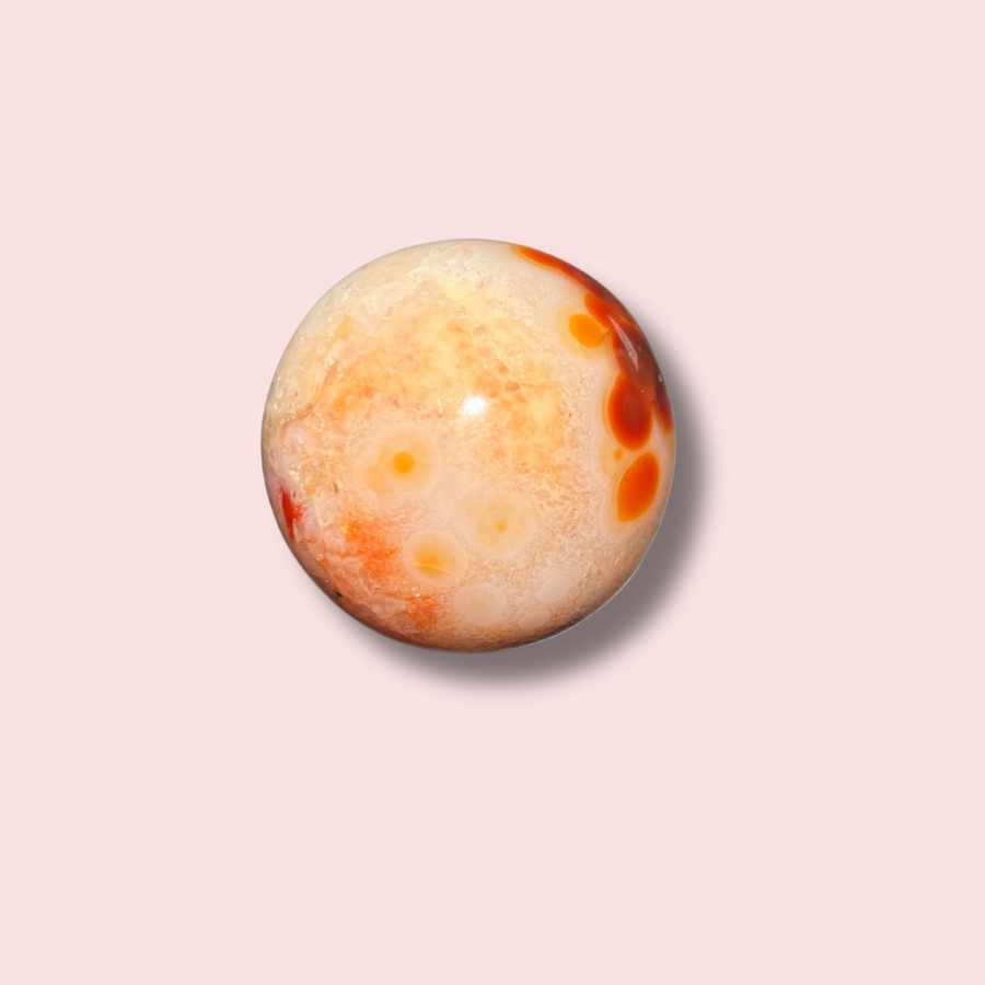 Cute Quartz-Filled Carnelian Sphere