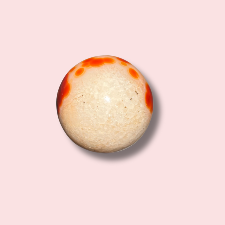 Cute Quartz-Filled Carnelian Sphere