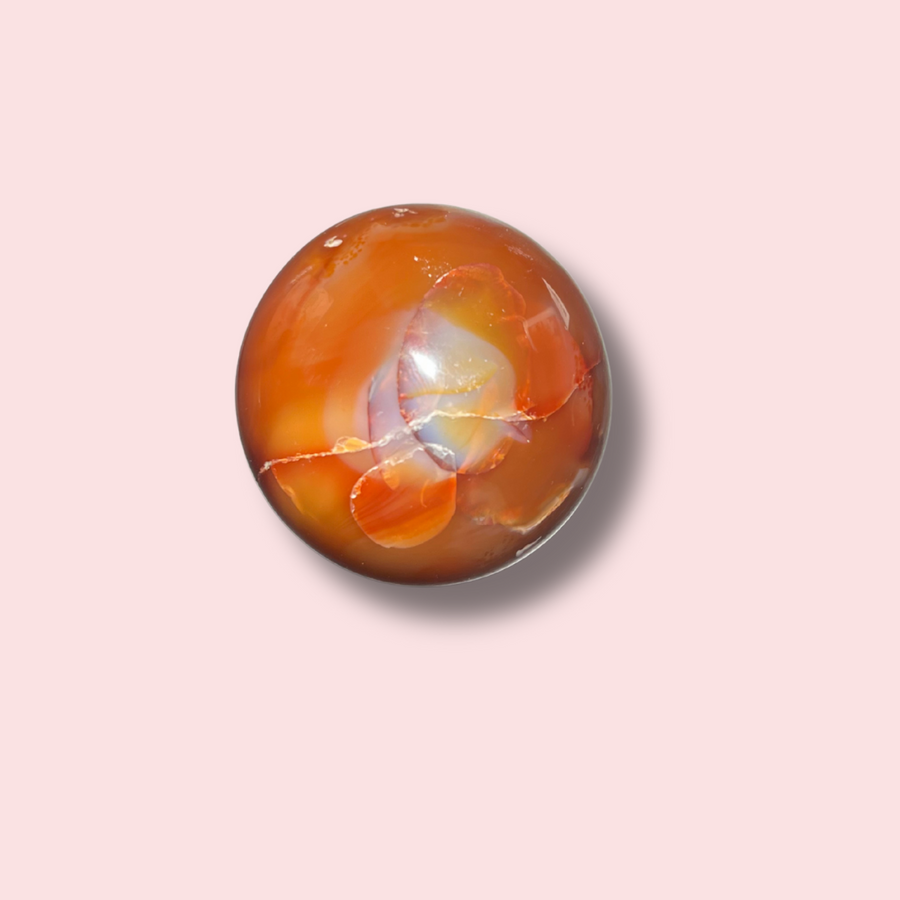 Beautiful Carnelian Sphere With Unique Inclusions